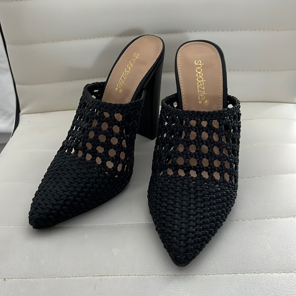 Black slip on heels